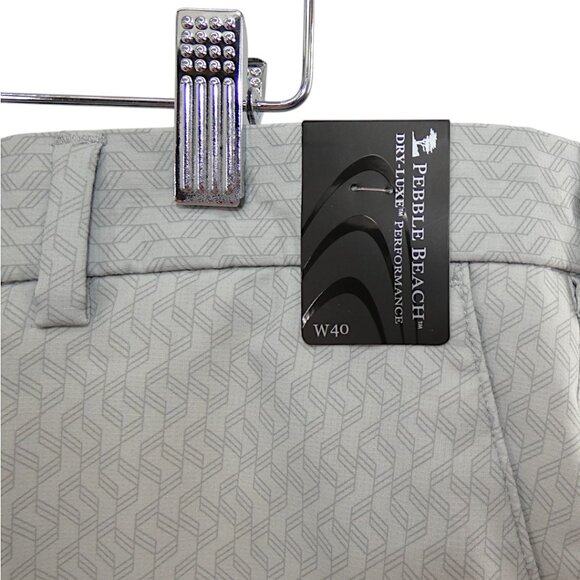 NWT Pebble Beach Golf Shorts Men's Size 40 Gray Geo Dry-Luxe Performance Stretch - Picture 3 of 8